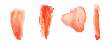 Kırmızı suluboya lekeleri, renkli arkaplan, beyaz arka planda kırmızı boya lekeleri.