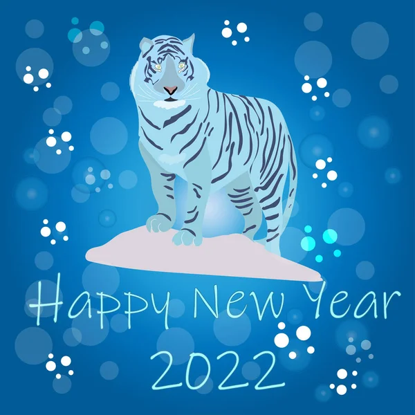新年2022のシンボル 中国と東アジアのタイガーの年 お祝いの挨拶カード 招待状 ポスター パンフレット カレンダーの背景 水の青虎の年 — ストック写真