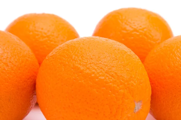 Σύνολο Πορτοκαλιών Από Κοντά Λευκό Φόντο — Φωτογραφία Αρχείου