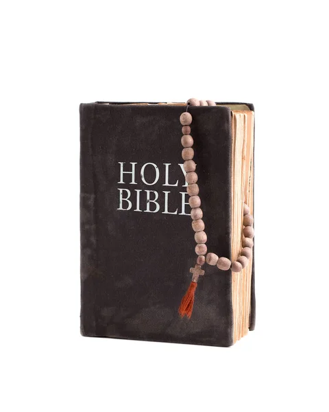 Старовинна Стара Біблія Церковний Розарій — стокове фото