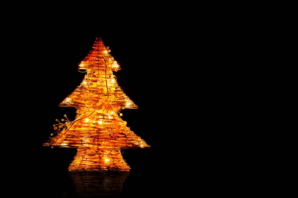 Little Artificial Christmas Tree Black Background Unusual Designer Tree Celebration — Stock Photo, Image
