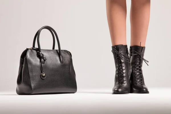 Meisje Mode Schoenen Met Tas Studio — Stockfoto