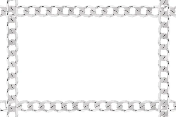 Silver Chains Frame Silver Chains White Background — Stock Photo, Image