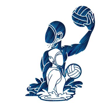 Su topu oyuncuları çizgi film grafik vektörü