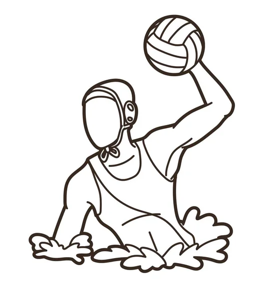 Water Polo Players Action Cartoon Graphic Vector — Stock Vector