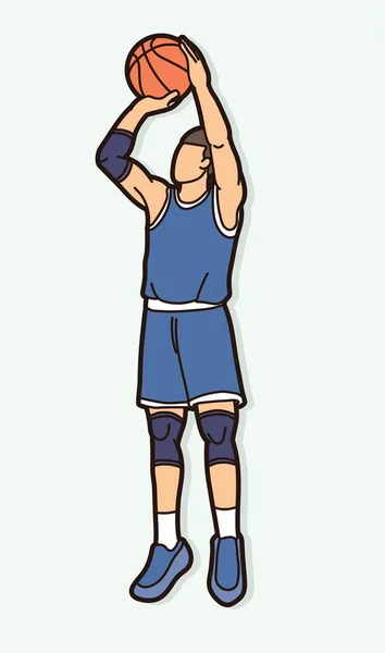 Basketball Spieler Action Cartoon Grafik Vektor — Stockvektor