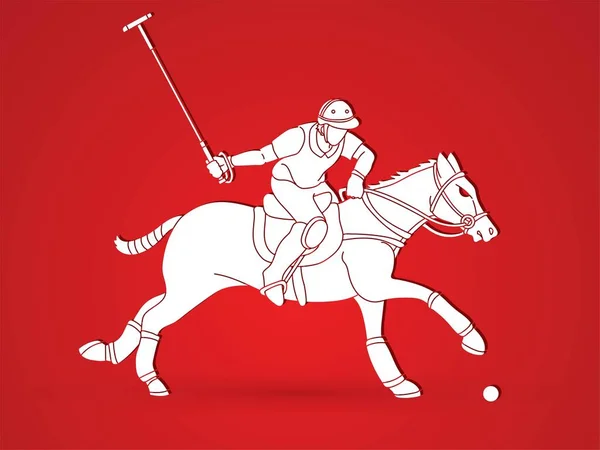 Polo Jogador Cavalos Esporte Cartoon Vector Gráfico —  Vetores de Stock