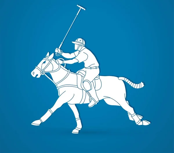 Polo Paard Speler Sport Cartoon Grafische Vector — Stockvector