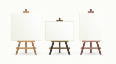 Tahta sehpa ve boş tuval grafik vektörü