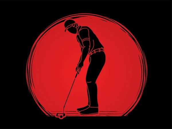 Golf Jugador Acción Dibujos Animados Deporte Gráfico Vector — Archivo Imágenes Vectoriales