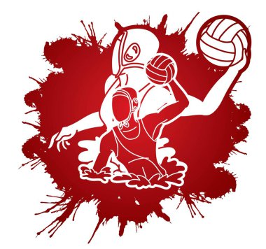 Su topu oyuncuları grubu çizgi film grafik vektörü