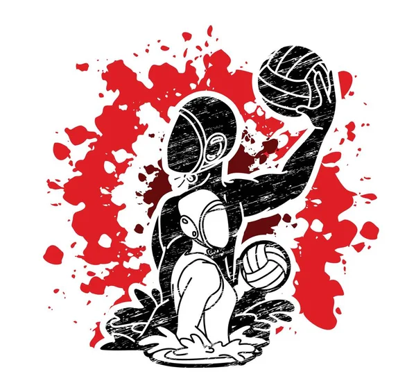 Su topu oyuncuları grubu çizgi film grafik vektörü