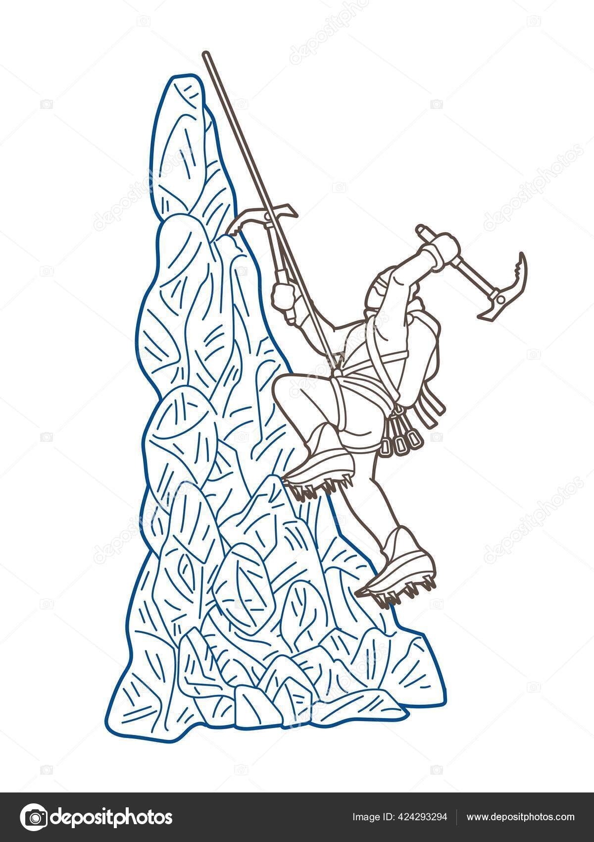 Hiker Climbing Mountain Hiking Cartoon Graphic Vector Stock Vector Image by  ©sila5775 #424293294