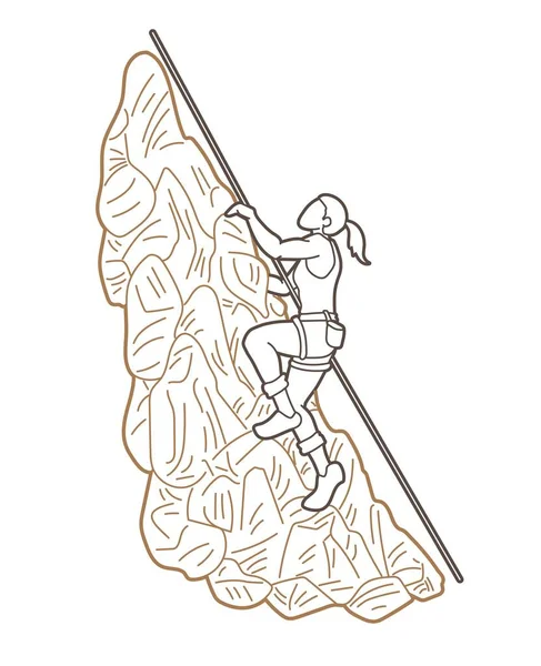 Escursionista Arrampicata Montagna Escursionismo Cartone Animato Grafico Vettore — Vettoriale Stock