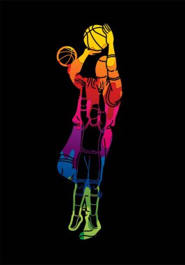Basketbolcu aksiyon sporu grafik vektörü