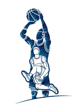 Basketbolcu aksiyon sporu grafik vektörü