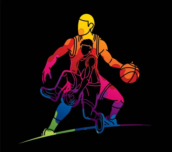 Basketbalspeler Actie Sport Grafische Vector — Stockvector