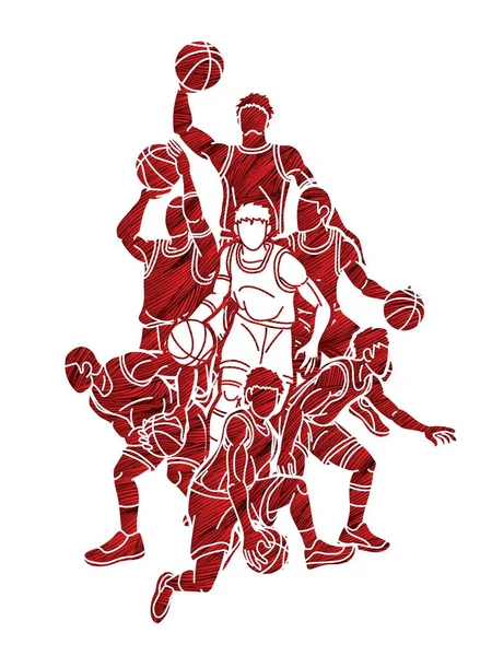 Basketball Joueur Action Sport Graphique Vecteur — Image vectorielle