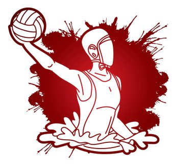 Su topu oyuncusu çizgi film grafik vektörü