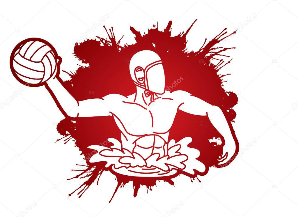 Water Polo player cartoon graphic vector
