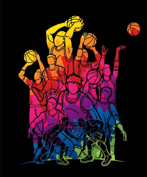 Basketball Spieler Action Cartoon Grafik Vektor — Stockvektor