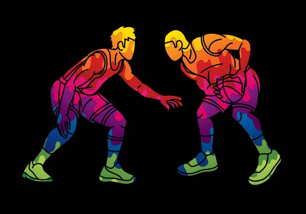篮球运动员动作卡通片运动图形矢量 — 图库矢量图片