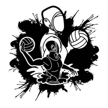 Su topu oyuncuları grubu çizgi film grafik vektörü