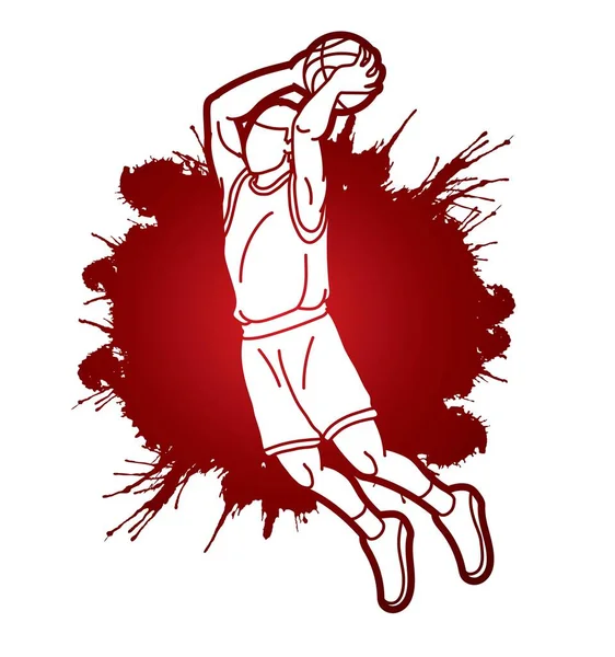 Basketbalista Akční Karikatura Grafický Vektor — Stockový vektor