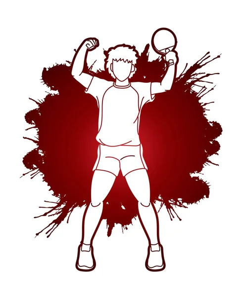 Ping Pong Player Table Tennis Action Cartoon Graphic Vector — Stock Vector