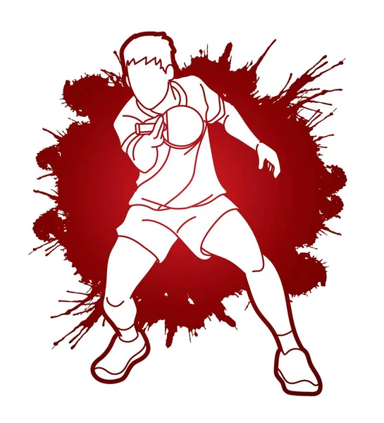 Ping Pong Přehrávač Stolní Tenis Akční Karikatura Grafický Vektor — Stockový vektor