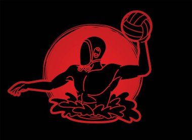 Su topu oyuncuları çizgi film grafik vektörü