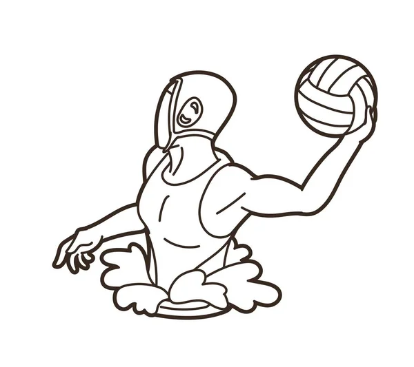 水球运动员动作卡通图形矢量 — 图库矢量图片