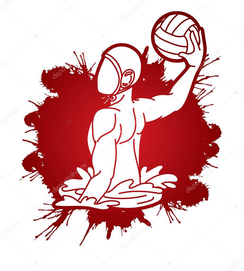 Water polo players action cartoon graphic vector