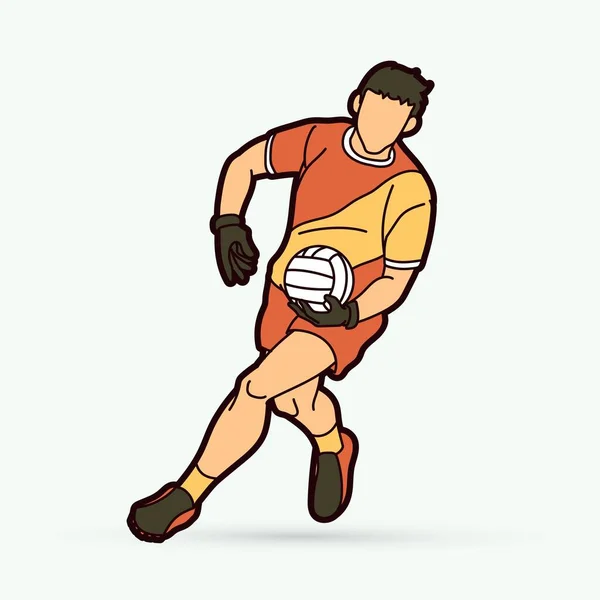 Gaelic Football Mężczyzna Player Cartoon Graphic Vector — Wektor stockowy