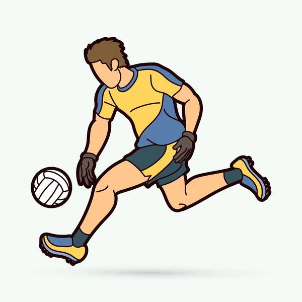 Gaelic Football Mężczyzna Player Cartoon Graphic Vector — Wektor stockowy