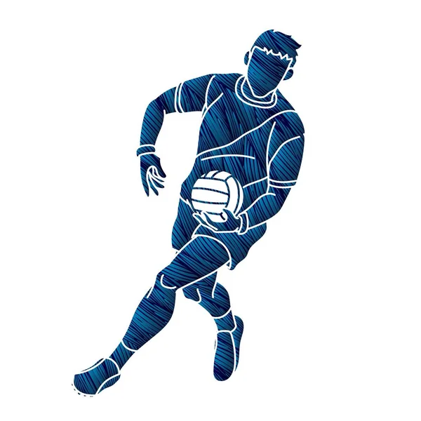 Gaélico Futebol Jogador Masculino Cartoon Graphic Vector — Vetor de Stock
