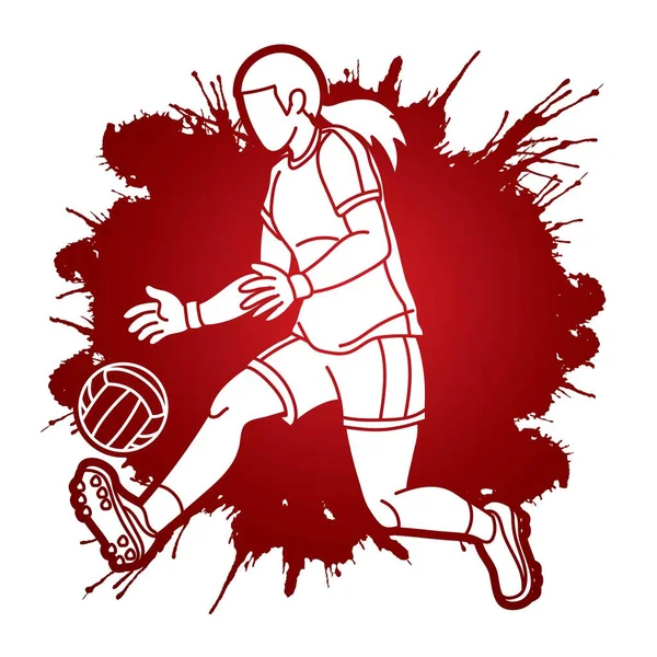 Joueuse Football Gaélique Vecteur Graphique Bande Dessinée — Image vectorielle