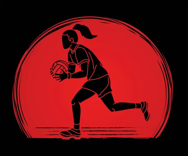 ゲール語サッカー女子選手漫画グラフィックベクトル — ストックベクタ