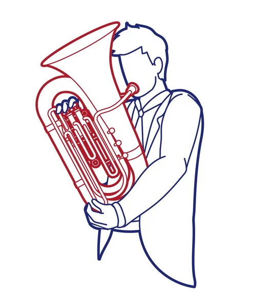 Tuba Musician Orchestra Instrument Graphic Vector — Stock Vector