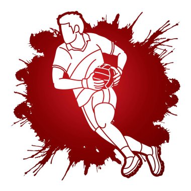 Gaelic Football Man Player Çizgi Filmi Grafik Vektörü