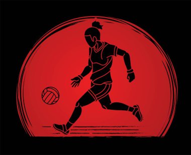 Galyalı Futbolcu Kadın Oyuncu Çizgi Film Grafik Vektörü