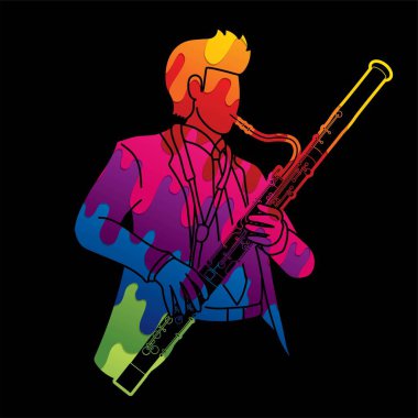 Bassoon Musician Orchestra Instrument Graphic Vector clipart