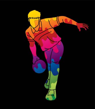 Bowling Spor Oyuncusu Poz Çizgi Film Vektörü