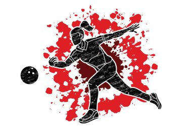 Bowling Spor Oyuncusu Poz Çizgi Film Vektörü