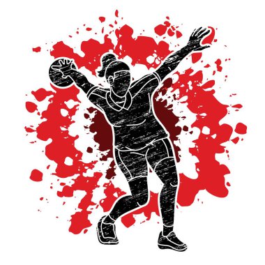 Bowling Spor Oyuncusu Poz Çizgi Film Vektörü