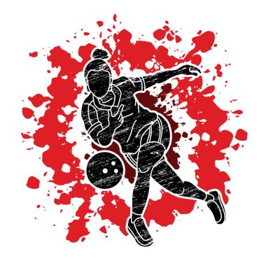 Bowling Spor Oyuncusu Poz Çizgi Film Vektörü