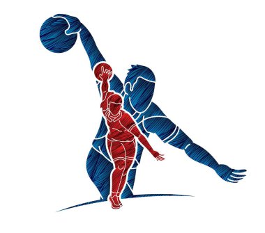 Bowling Spor Oyuncuları Grubu Erkek ve Kadın Karikatür Vektörü