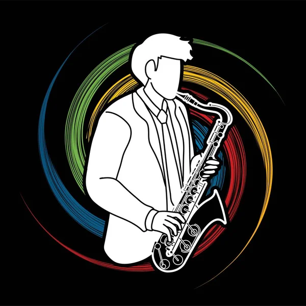 Saxofoon Muziekorkest Instrument Grafische Vector — Stockvector