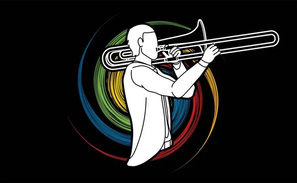 Trombone Musicien Orchestre Instrument Vecteur Graphique — Image vectorielle