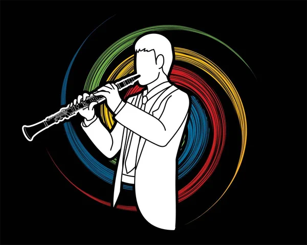 Clarinete Músico Orquesta Instrumento Vector Gráfico — Vector de stock